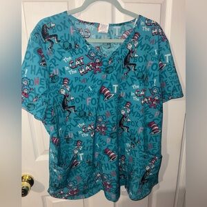 Dr. Seuss 3 Pocket Scrubs Shirt XL